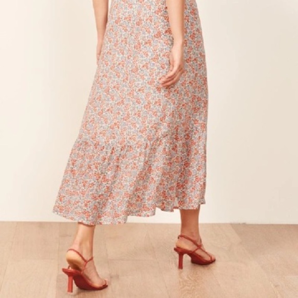 Reformation Floral Midi Dress - White and Orange - Picture 2 of 6